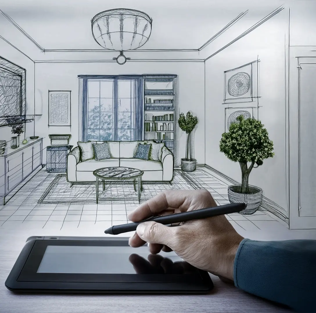 Progetto d'interni Mae Home con render fotorealistico